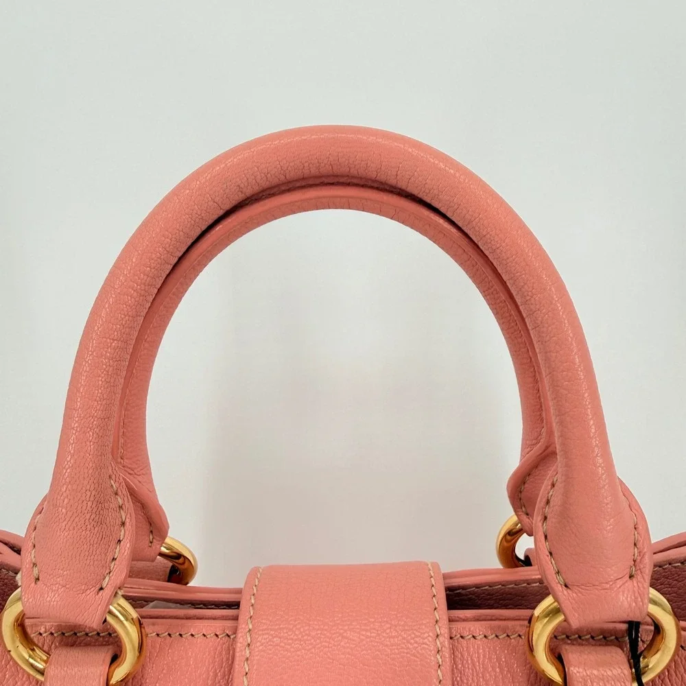 Miu Miu Madras Satchel Rosa Pink Leather Luxury Crossbody Top Handle Feminine